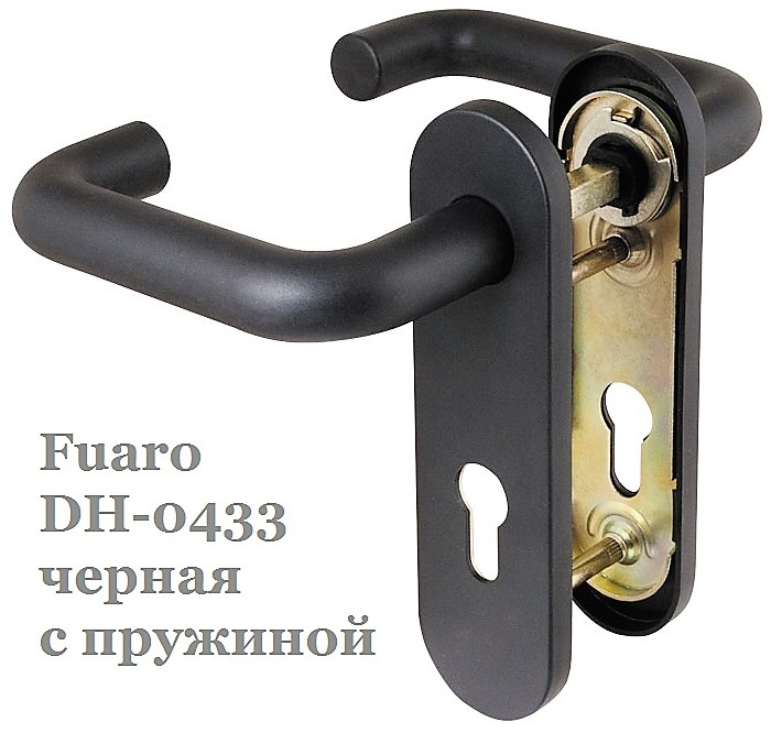 Ручка дверная Fuaro DH-0433 NE черная (с пружиной)