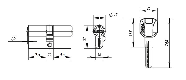 Цилиндр Punto Z4000Key80(35+10+35) CP хром
