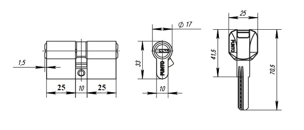 Цилиндр Punto Z4000Key60(25+10+25) CP хром