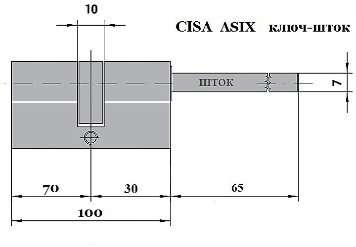 Цилиндр Cisa Asix 70х30 шток никель